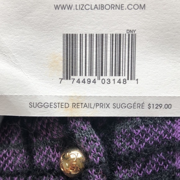 LIZ CLAIRBORNE 1X LADIES CARDIGAN SWEATER 45% COTTON 43% WOOL 12% NYLON - Picture 9 of 10